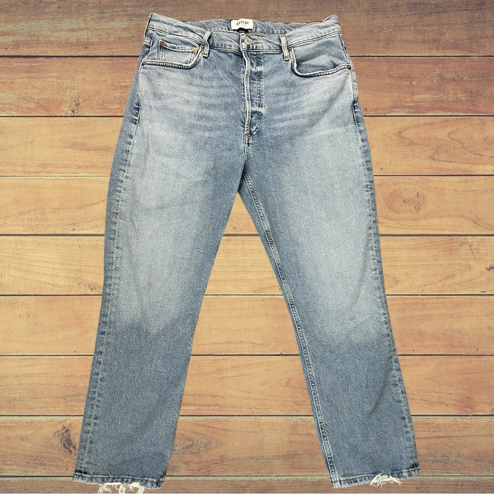 Agolde Light Blue Straight Jeans Riley Crop 99% organic cotton